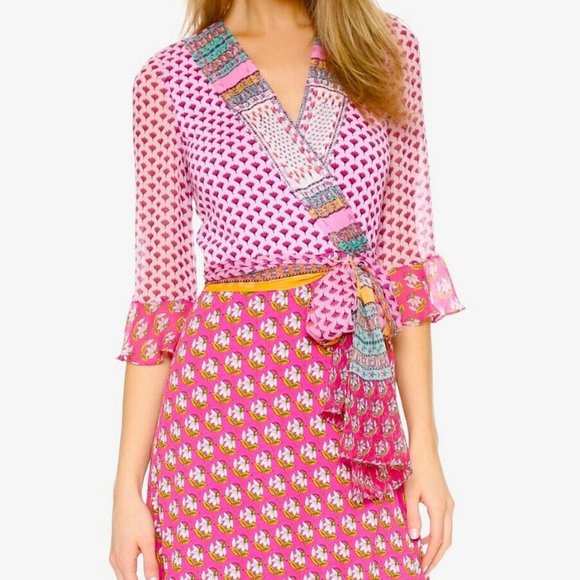 DVF NIEVES ZEN SCARF FLORAL Wrap Dress 10 - Picture 6 of 9